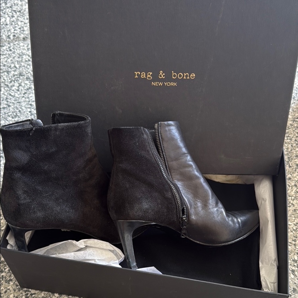 Rag & Bone Black Ankle Booties Sleek Modern Design